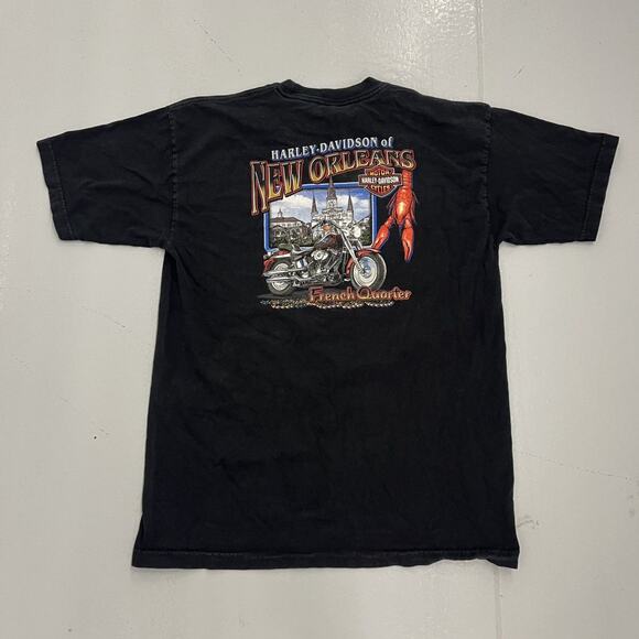 Vintage Y2k Harley Davidson Black Flames Graphic T-Shirt - Picture 3 of 4